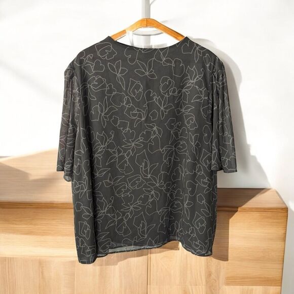 CALVIN KLEIN nwt 3XL Floral Patterned Grey Women's Top - Picture 1 of 7
